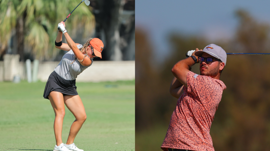 Senior Men’s Golfer Juan Luis de Bethencourt Duque and Sophomore Women's Golfer Natalia Rodriguez.
Photo Courtesy UTRGV Athletics. 